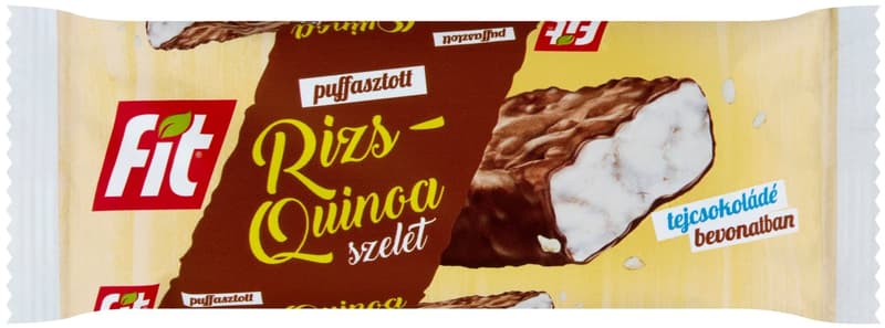 Fit puffed rice with quinoa slices in milk chocolate coating
