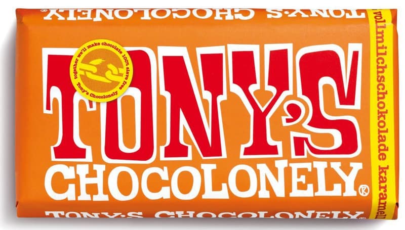 Tony's Chocolonely milk chocolate with caramel and sea salt 32%