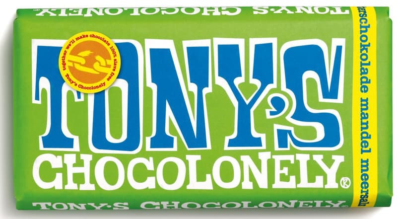 Tony's Chocolonely dark chocolate with almonds and sea salt 51%