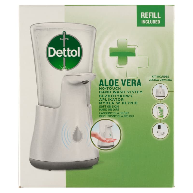 Dettol Aloe Vera és E-vitamin érintés nélküli kézmosó készülék utántöltővel és elemmel