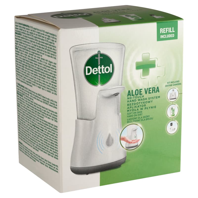 Dettol Aloe Vera és E-vitamin érintés nélküli kézmosó készülék utántöltővel és elemmel