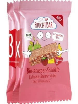 FruchtBar BIO Ropogós gyümölcsszelet eper, banán, alma 3*23g 12 hónapos kortól