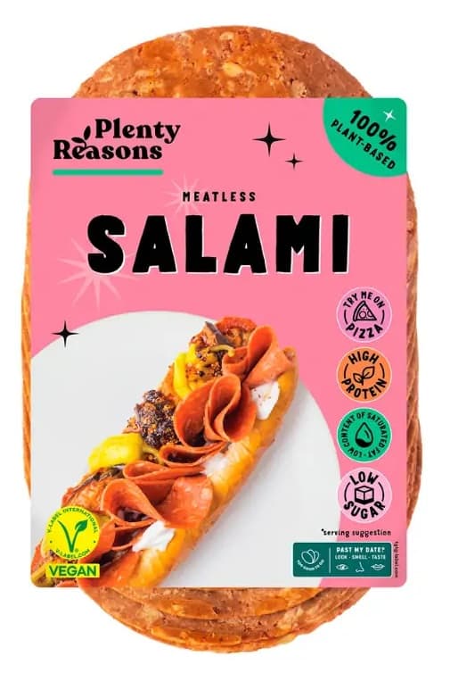 Plenty Reasons Meatless Vegán szalámi ízű szeletelt termék