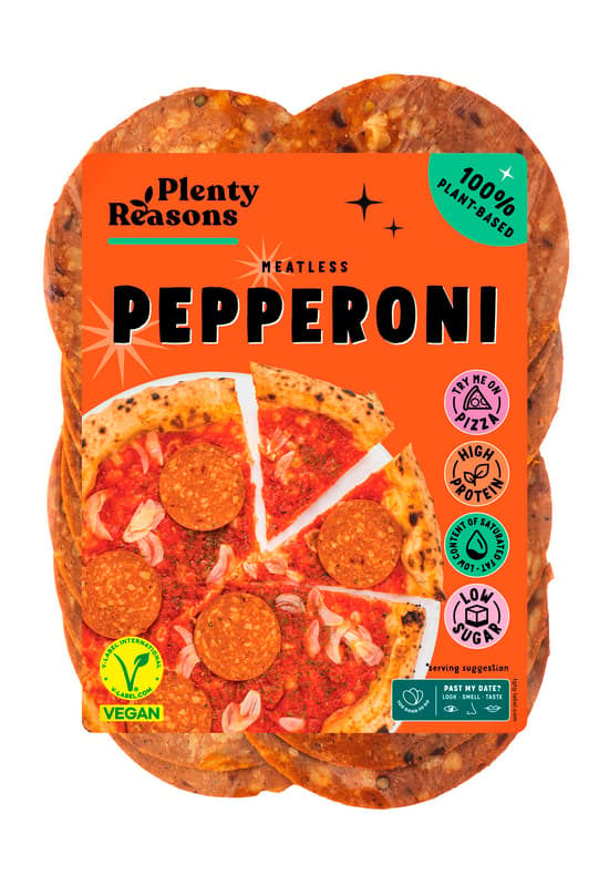 Plenty Reasons Meatless Vegán szalámi pepperoni ízzel