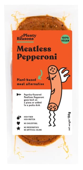 Plenty Reasons Meatless Vegán szalámi pepperoni ízzel
