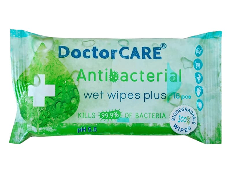 Doctor Care Antibacterial Wet Wipes Aloe 100% Biodegradable