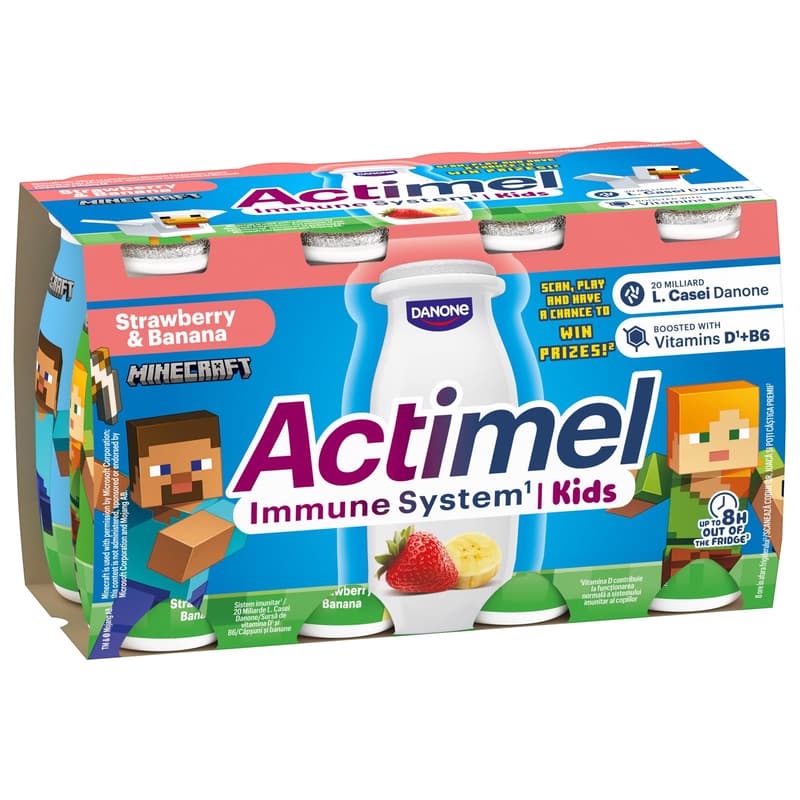 Danone Actimel Kids Low Fat Live Cultured Banana Yogurt Drink 8 x 100 ml
