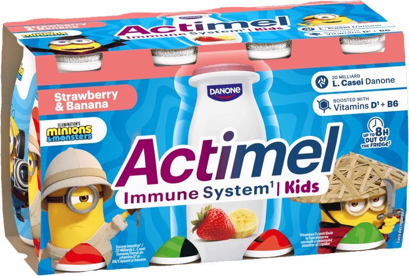 Danone Actimel Kids Low Fat Live Cultured Banana Yogurt Drink 8 x 100 ml