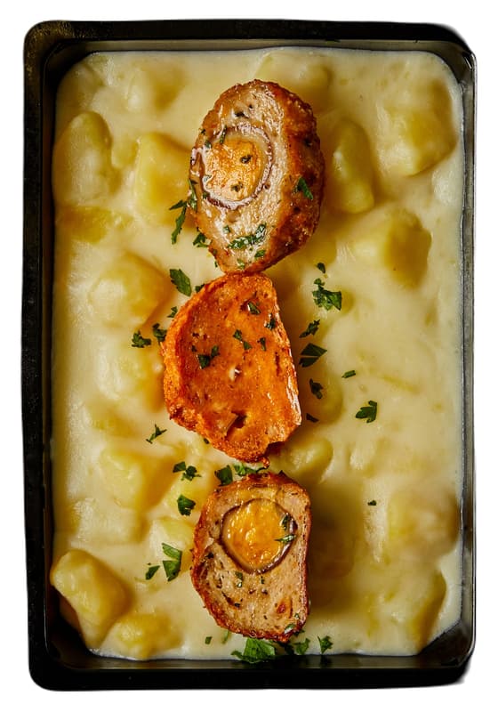 Fruccola Mashed Potatoes with Chicken Meatballs and Quail Egg (350g)