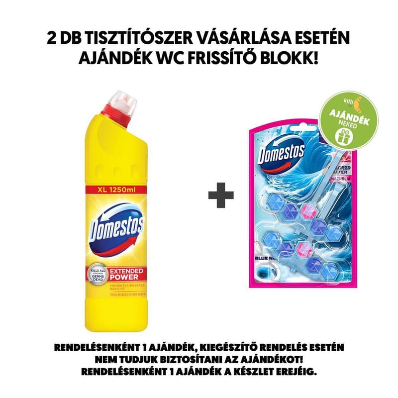 Domestos Extended Power Citrus Fresh fertőtlenítő hatású folyékony tisztítószer, 1250 ml