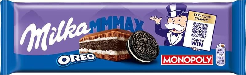 Milka MMMAX Oreo alpesi tejcsokoládé vanília ízű tejes krémtöltelékkel és kakaós keksszel