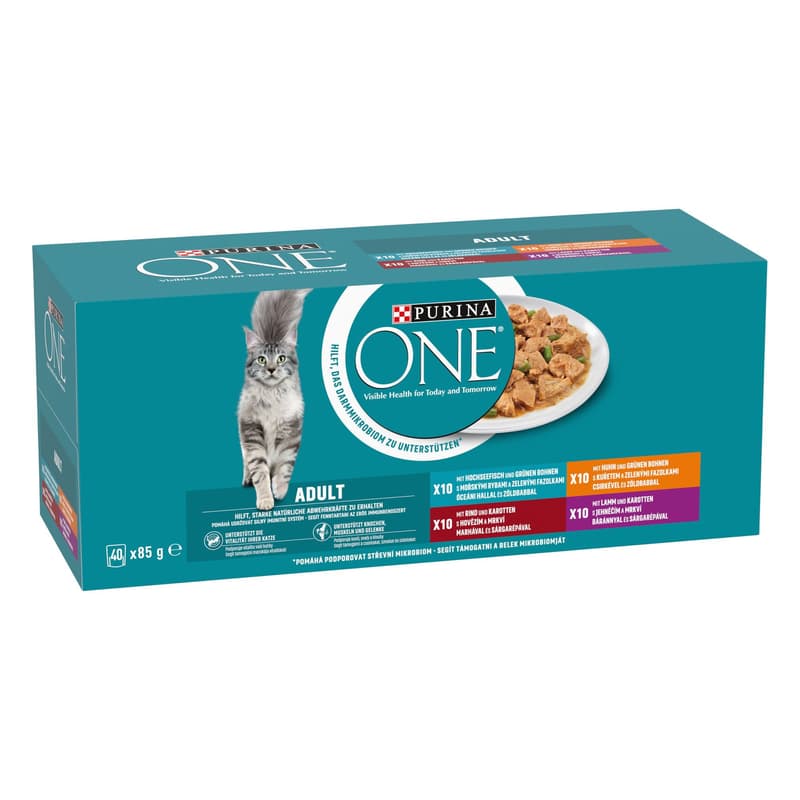 Purina One Adult Wet Cat Food in Sauce with Chicken, Beef, Lamb, Sea Fish