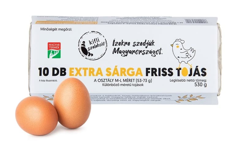 Kifli Szelekció "A" osztályú, Extra sárga friss tojás, mélyalmos "M/L" (10 darab)