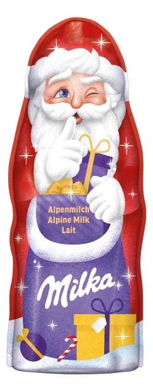 Milk chocolate Santa figure made using Milka alpine milk