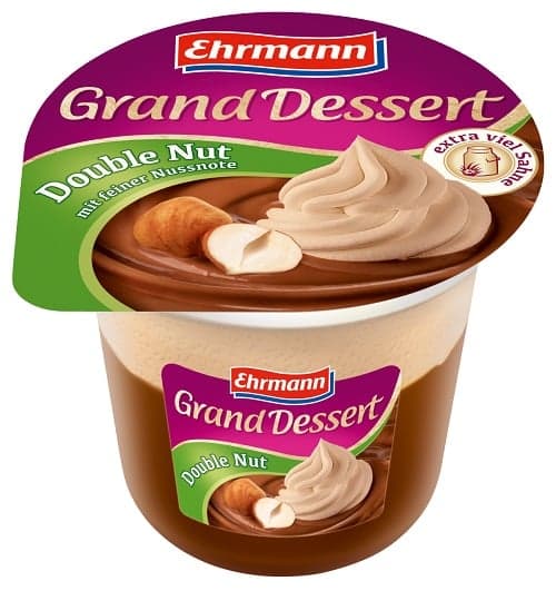 Ehrmann Grand dessert double hazelnut pudding with whipped cream