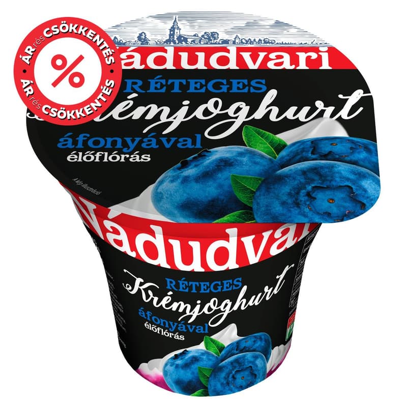 Nádudvari élőflórás, réteges krémjoghurt áfonyával