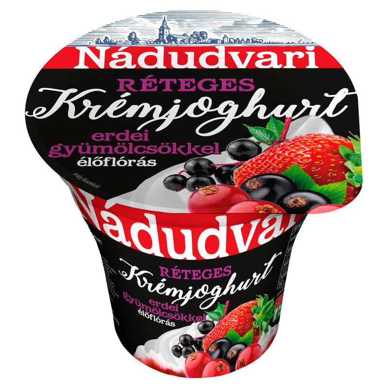 Nádudvari élőflórás, réteges krémjoghurt erdei gyümölcsökkel
