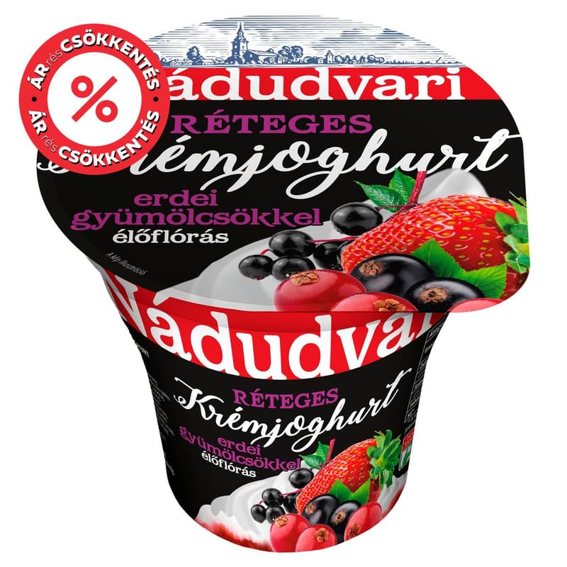 Nádudvari élőflórás, réteges krémjoghurt erdei gyümölcsökkel