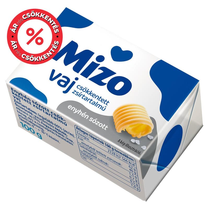 Mizo vaj csökkentett zsírtartalommal (60%), enyhén sózott