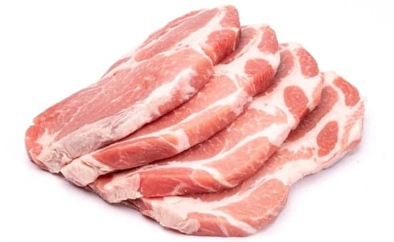 Pork collar, boneless, sliced