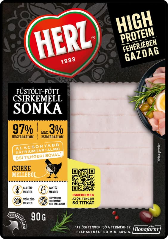 HERZ Smoked Cooked Chicken Ham 90 g