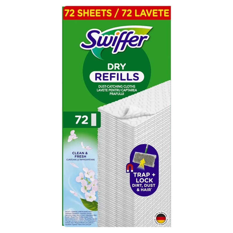 Swiffer Sweeper Dry Floor Pads Refills 72 Counts Traps & Locks Dust