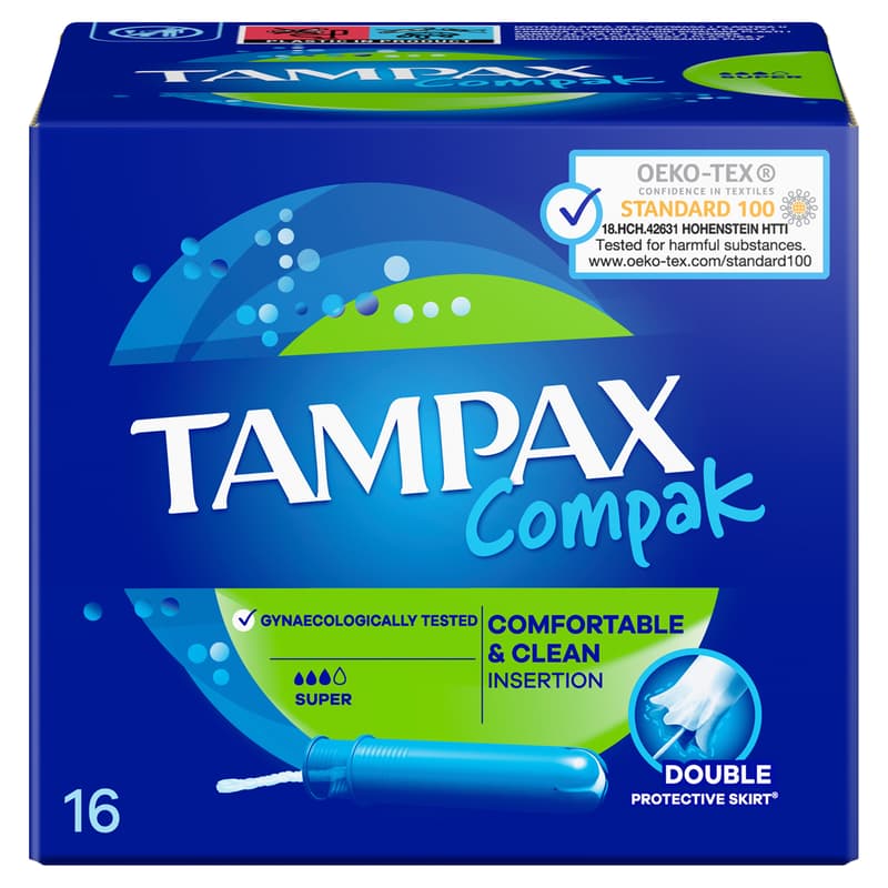 Tampax Compak Super Tampons Applicator 16 X