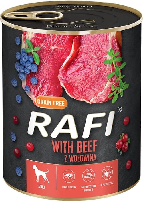 RAFI Dog can Paté with beef, blueberry and cranberry