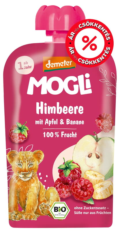 Mogli Bio Quetschie with raspberry rhubarb banana