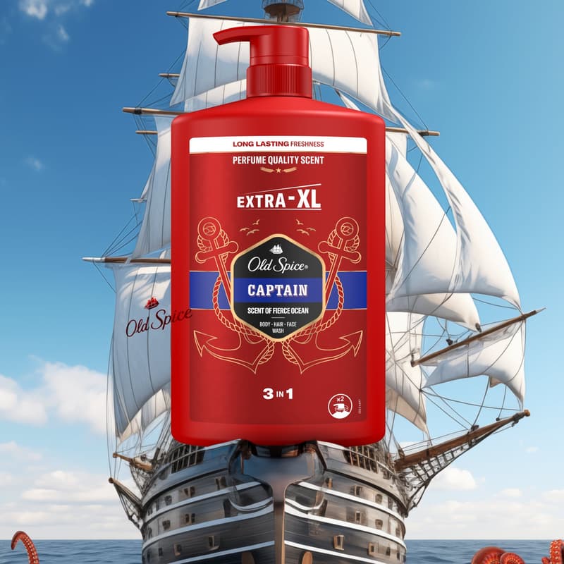 Old Spice Captain Shower Gel & Shampoo For Men 1000 ml