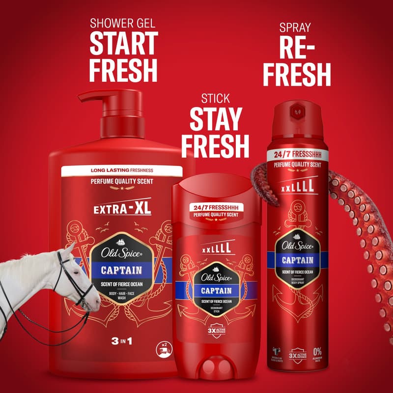 Old Spice Captain Shower Gel & Shampoo For Men 1000 ml