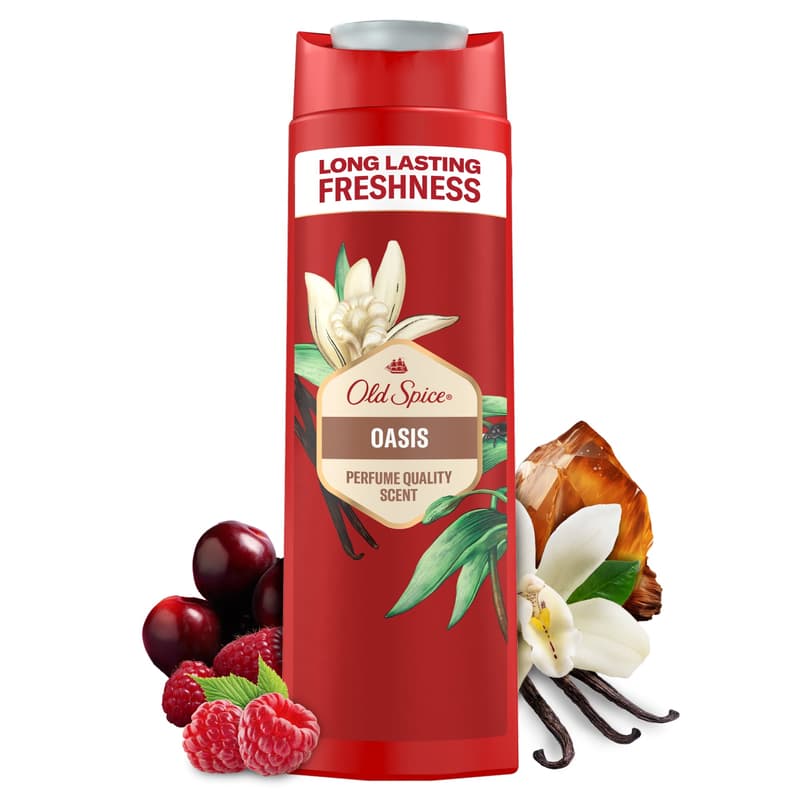 Old Spice Oasis Shower Gel & Shampoo For Men 400 ml, 3-in-1, Long-lasting Fresh