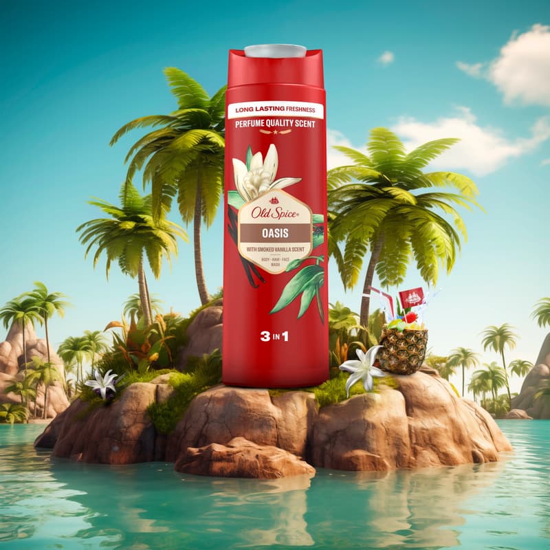 Old Spice Oasis Shower Gel & Shampoo For Men 400 ml, 3-in-1, Long-lasting Fresh