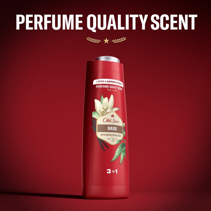 Old Spice Oasis Shower Gel & Shampoo For Men 400 ml, 3-in-1, Long-lasting Fresh