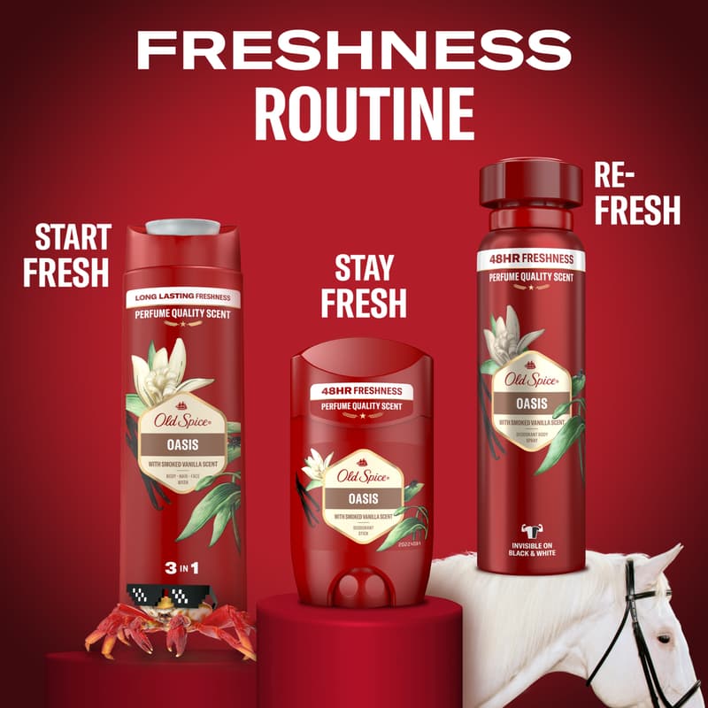 Old Spice Oasis Shower Gel & Shampoo For Men 400 ml, 3-in-1, Long-lasting Fresh