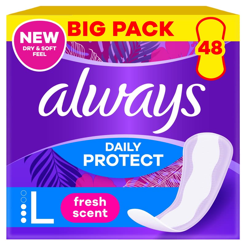 Always Daily Protect Tisztasági Betét Friss Illattal, Hosszú, 48 db
