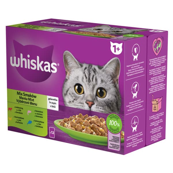 Whiskas mixed selection for adult cats, fishy-meaty (12x85g)