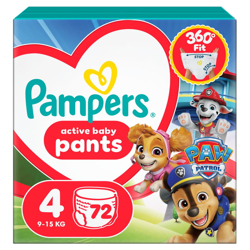 Pampers Baby-Dry Pants Paw Patrol Edition Size 4, 72 Nappies, 9kg - 15kg