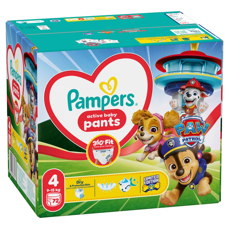 Pampers Baby-Dry Pants Paw Patrol Edition Size 4, 72 Nappies, 9kg - 15kg