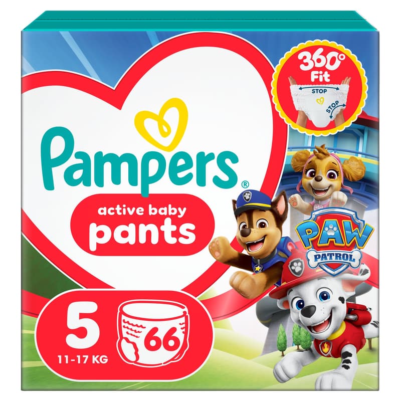 Pampers Baby-Dry Pants Paw Patrol Edition Size 5, 66 Nappies, 12kg - 17kg