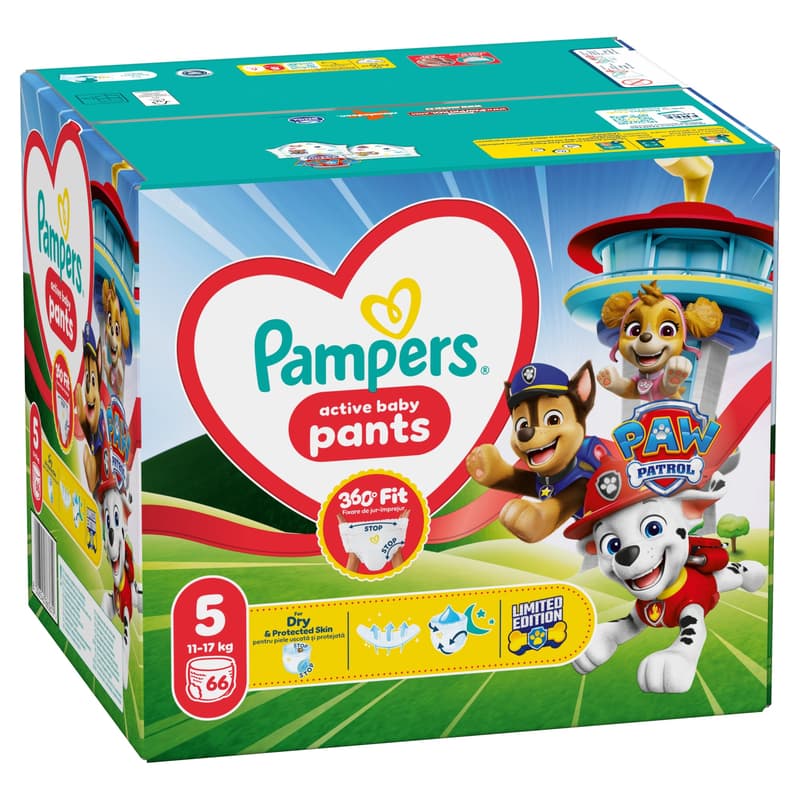 Pampers Baby-Dry Pants Paw Patrol Edition Size 5, 66 Nappies, 12kg - 17kg