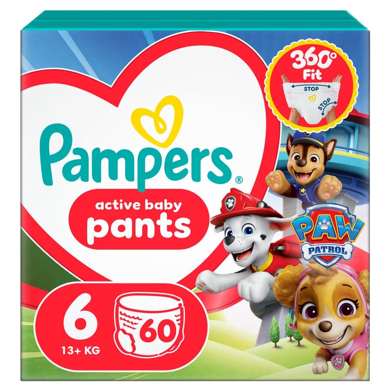 Pampers Baby-Dry Pants Paw Patrol Edition Size 6, 60 Nappies, 14kg - 19kg