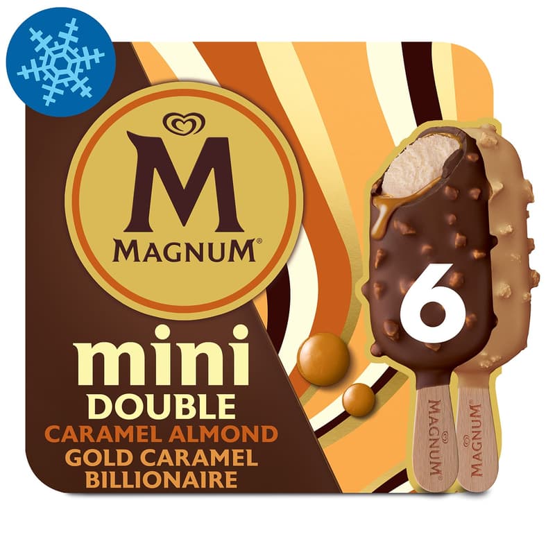 MAGNUM Mini Multipack Ice Cream Double Caramel Almond & Double Gold Caramel Billionaire 6x55ml