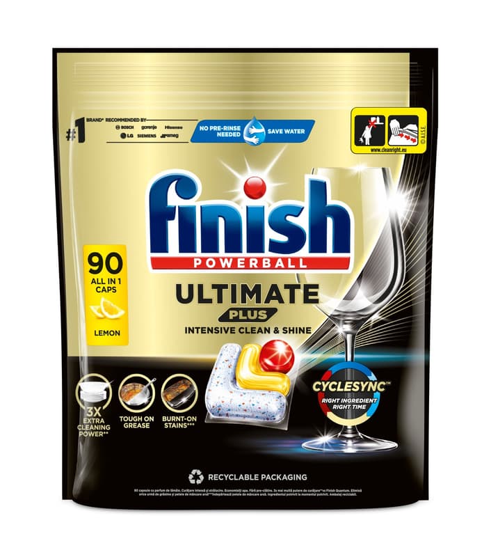 Finish Ultimate Plus All in 1 dishwasher-capsules, Lemon, 90pcs