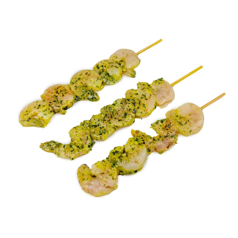 Garlic shrimps skewers