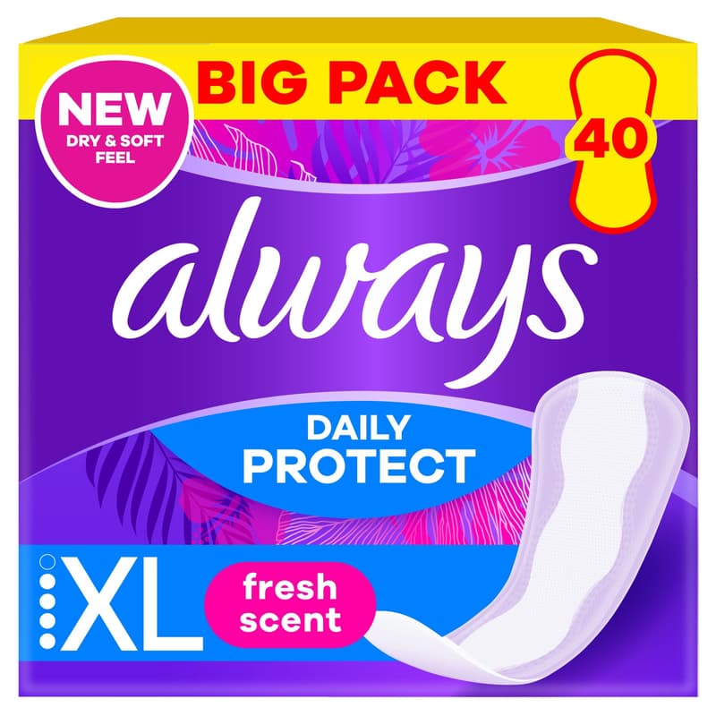 Always Daily Protect Tisztasági Betét Friss Illattal, Extra Hosszú, 40 db