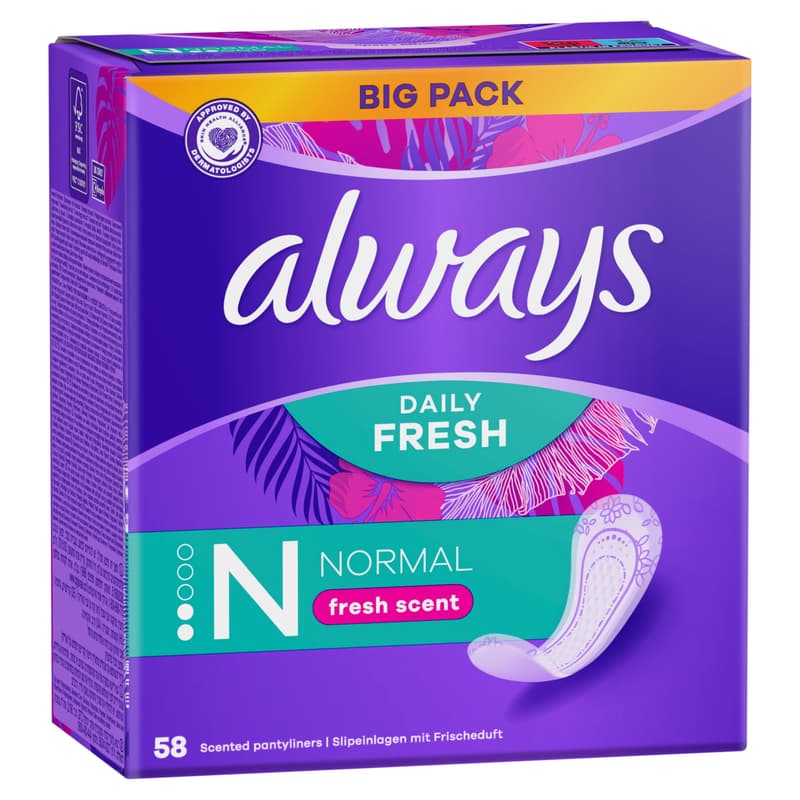 Always Dailies Normal Fresh & Protect Panty Liners, 58 ct