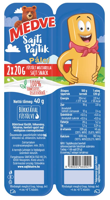 Medve Sajti Pajtik Pálci snack sajt