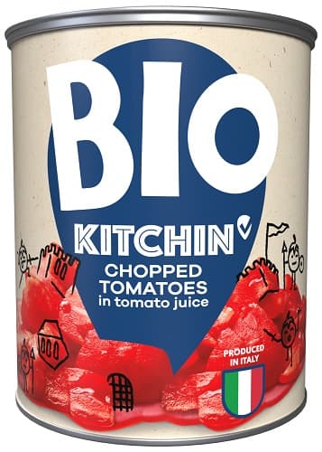 Kitchin BIO Apróra vágott hámozott paradicsom paradicsomlében (400 g)