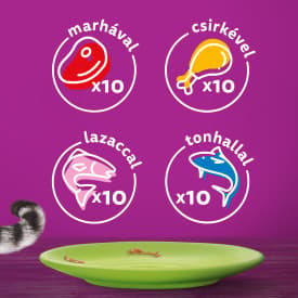 Whiskas tasakos eledel vegyes válogatás felnőtt macskák számára, 40x85 g